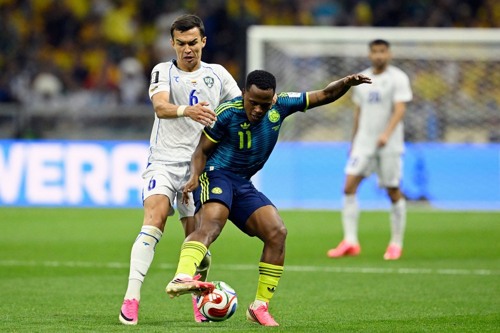 Jhon Arias em Uzbequistão 1 x 3 Colômbia pela Copa do Mundo 2026 — Foto: AFP