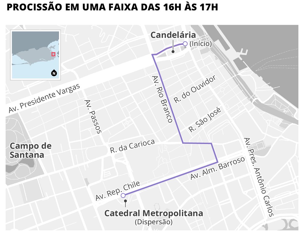 Corpus Christi provoca mudanças no trânsito no Centro do Rio — Foto: Editoria de Arte