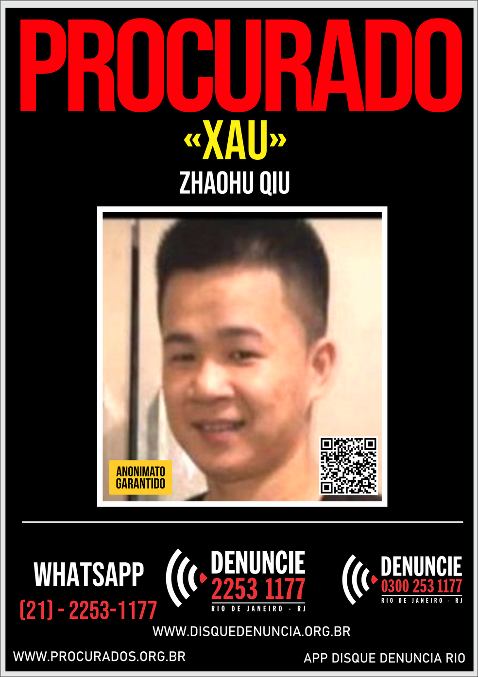 Disque Denúncia divulga cartaz de suspeito de feminicídio na Pavuna — Foto: Divulgação