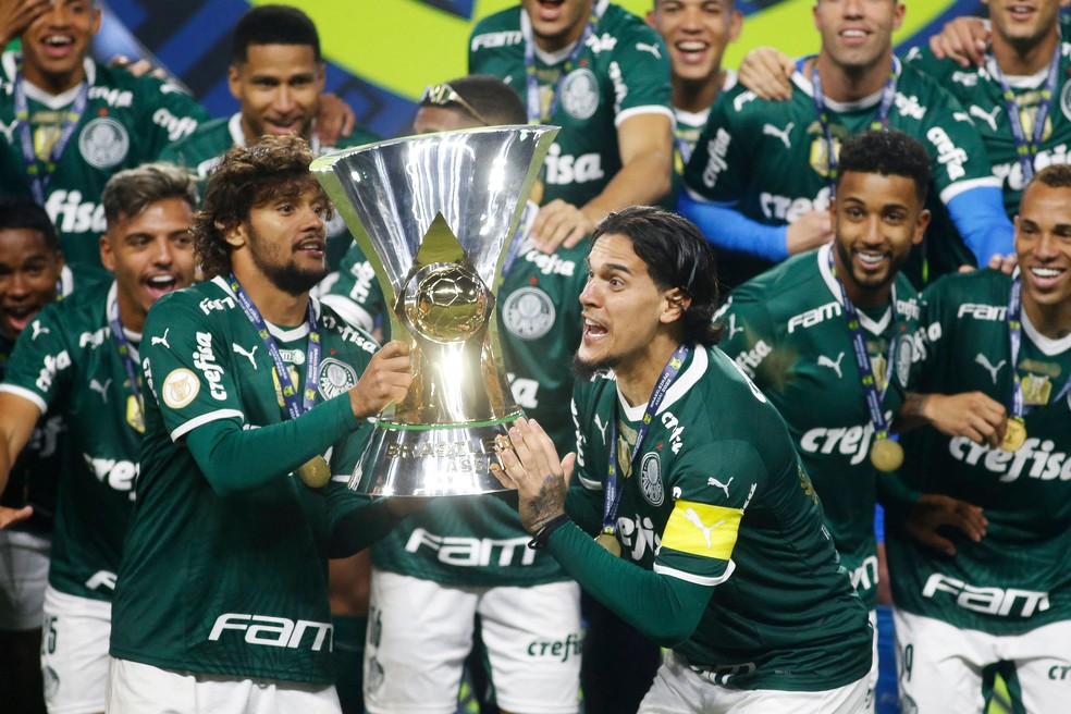 Palmeiras ergue taça do Brasileirão — Foto: Miguel SCHINCARIOL / AFP