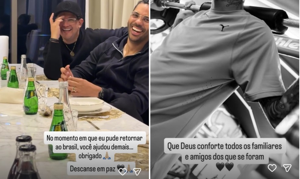 Mensagens de Neymar sobre acidente aéreo — Foto: Reprodução / Instagram / @neymarjr