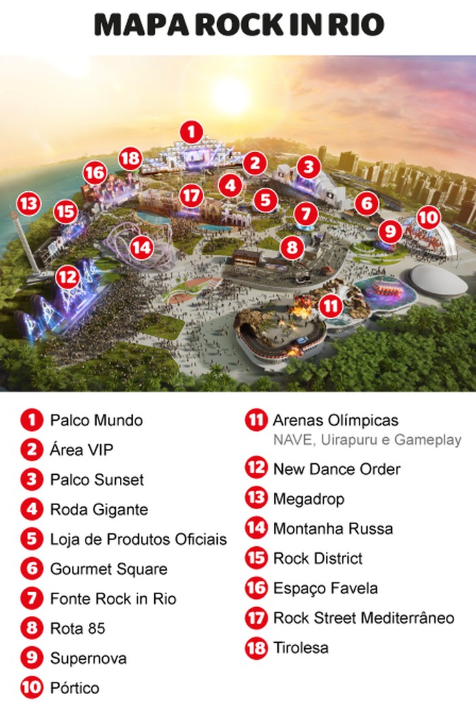 Rock in Rio 2019 divulga mapa e aumenta área do evento