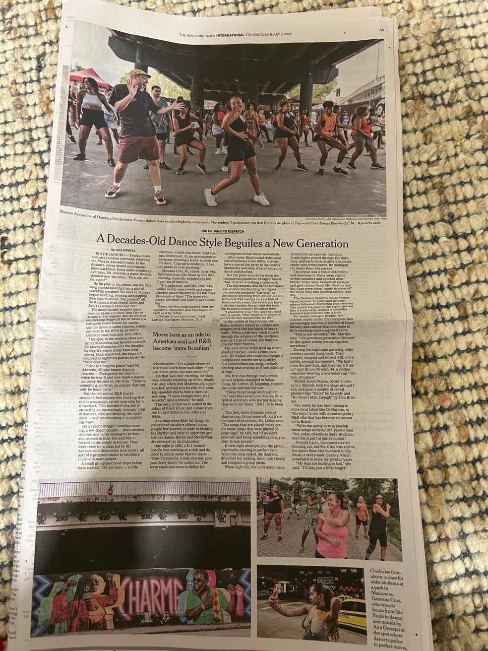 Edição do New York Times dedica página ao Baile Charme de Madureira — Foto: Reprodução