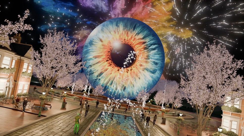 Projeção do parque Imagine, da Rock World, que será instalado numa área de 1 milhão de metros quadrados — Foto: Divulgação