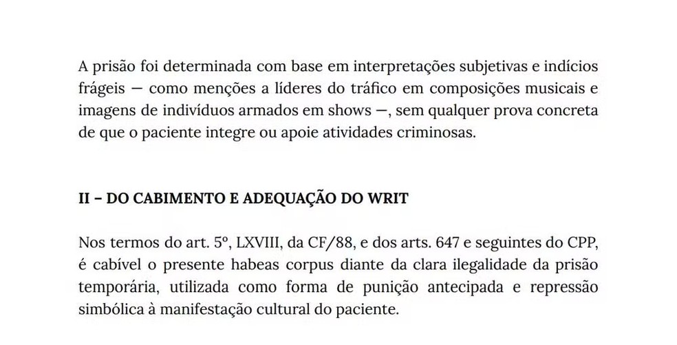 MC Poze entra com pedido de habeas corpus para sair da pris&atilde;o &mdash; Foto: Reprodu&ccedil;&atilde;o/ Extra