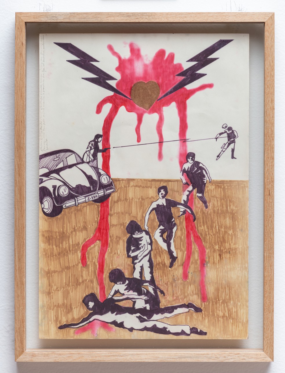 Um dos desenhos feitos durante a prisão do artista — Foto: Divulgação/Daniel Mansur