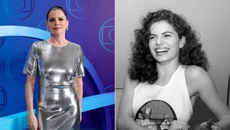 Atriz Deborah Bloch, que interpretará Oditi Reitman no remake de Vale tudo, um ano antes da exibição do clássico, em 1987 — Foto: Monica Lemi e Reprodução/Instagram