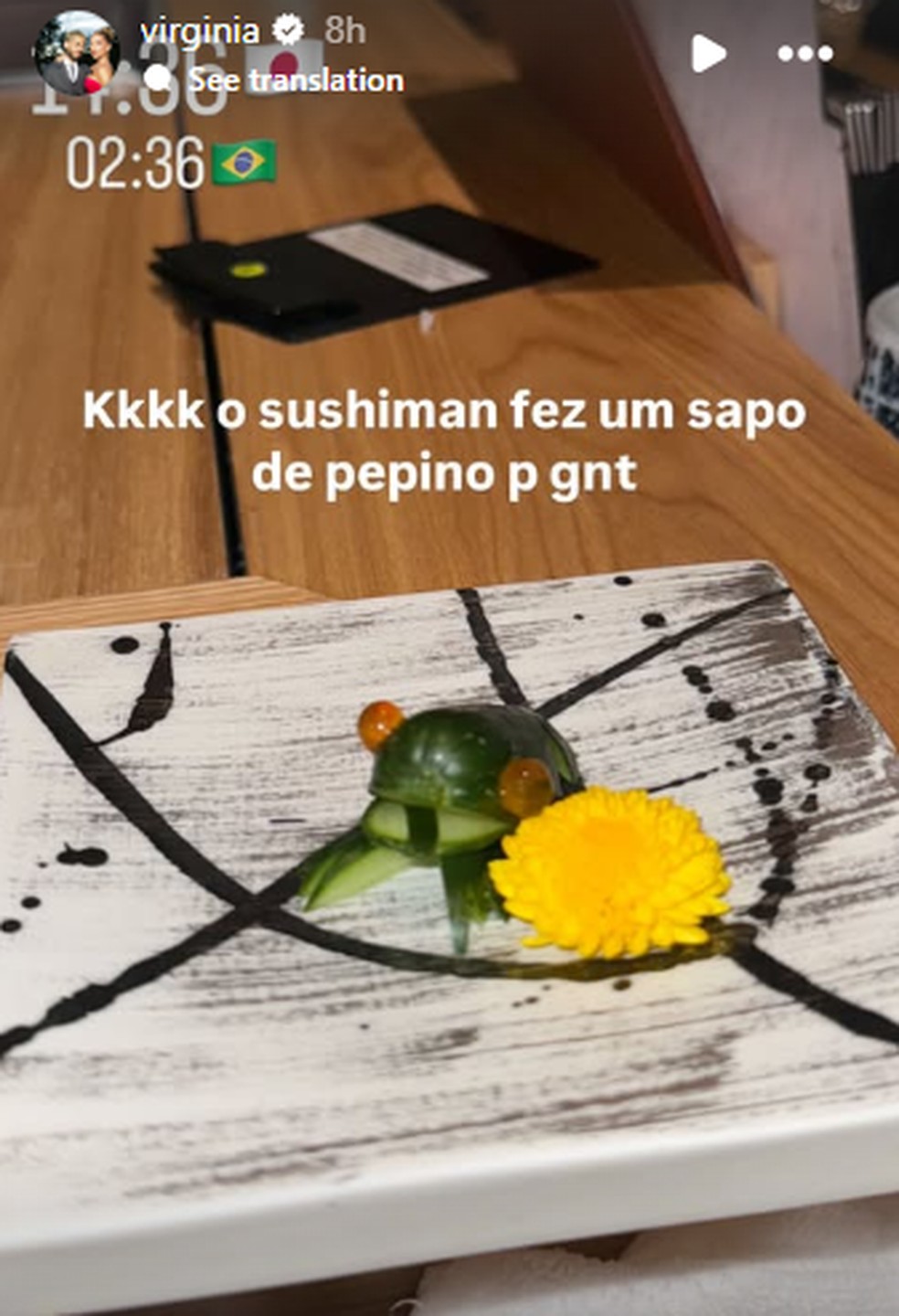 Virginia Fonseca em restaurante no Japão — Foto: Instagram
