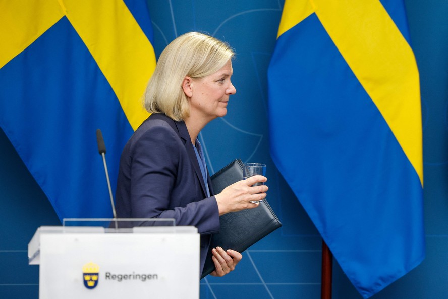 Primeira-ministra da Suécia, Magdalena Anderson, após reconhecer derrota nas eleições gerais