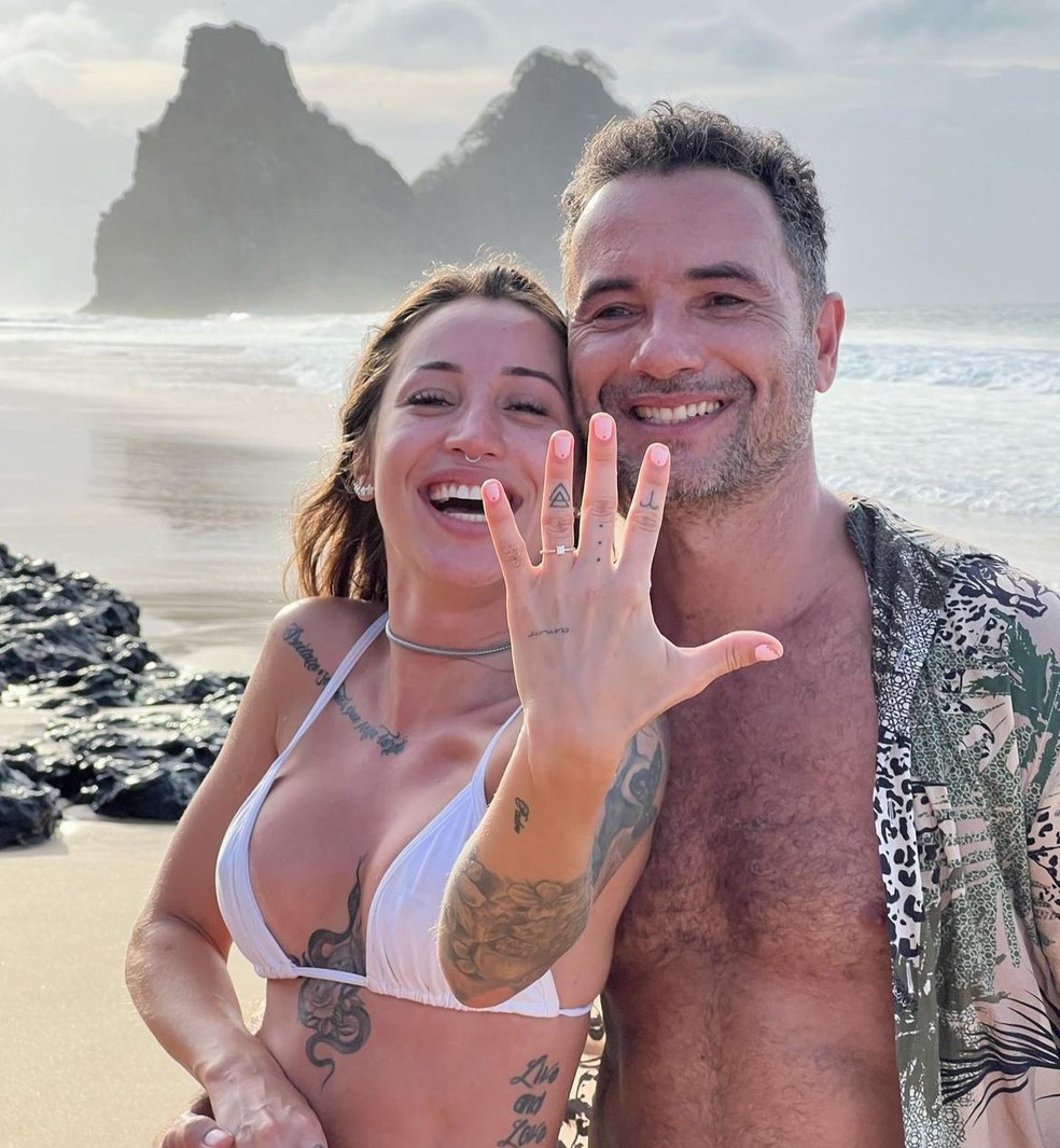 Marco Luque e a noiva, Jéssica Castro — Foto: Reprodução/Instagram