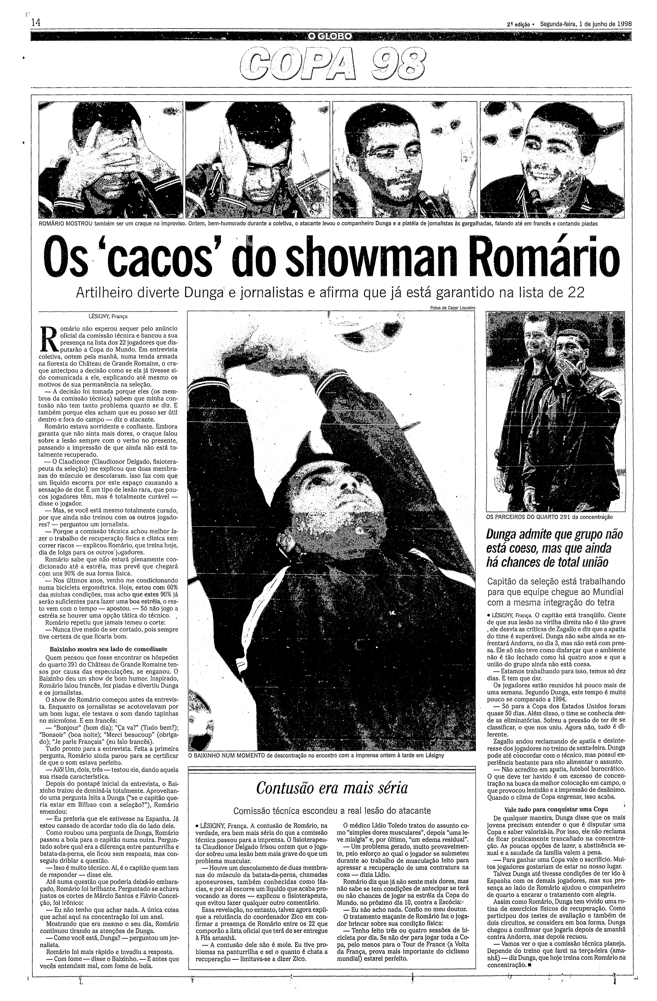 Corte de Romário às vésperas da Copa de 1998 teve drama semelhante à lesão de Neymar; relembre