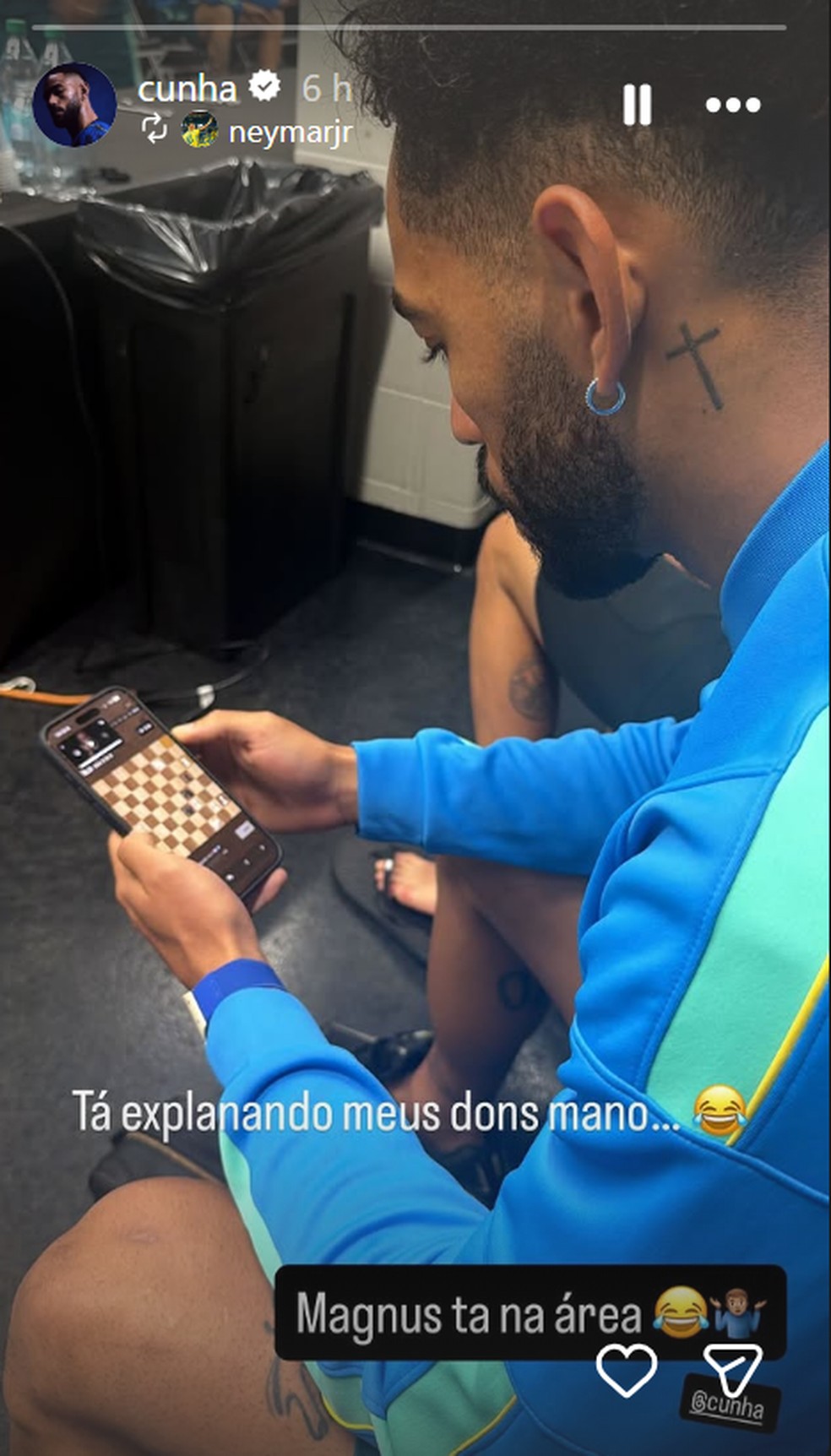 Resposta de Matheus Cunha em post de xadrez online — Foto: Reprodução / Redes Sociais