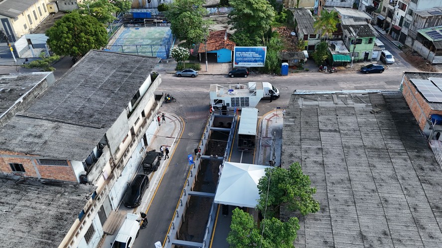 Obra de macrodrenagem do Canal Uni&atilde;o, inaugurada neste s&aacute;bado (8) pelo governo do Par&aacute;: constru&ccedil;&otilde;es invadiram per&iacute;odo da COP 30