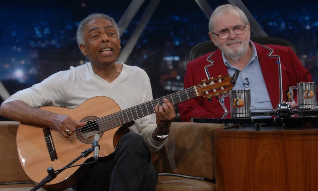 Para comemorar os 70 anos de Gilberto Gil, em julho de 2012, Jô dedicou um programa inteiro a ele — Foto: Divulgação