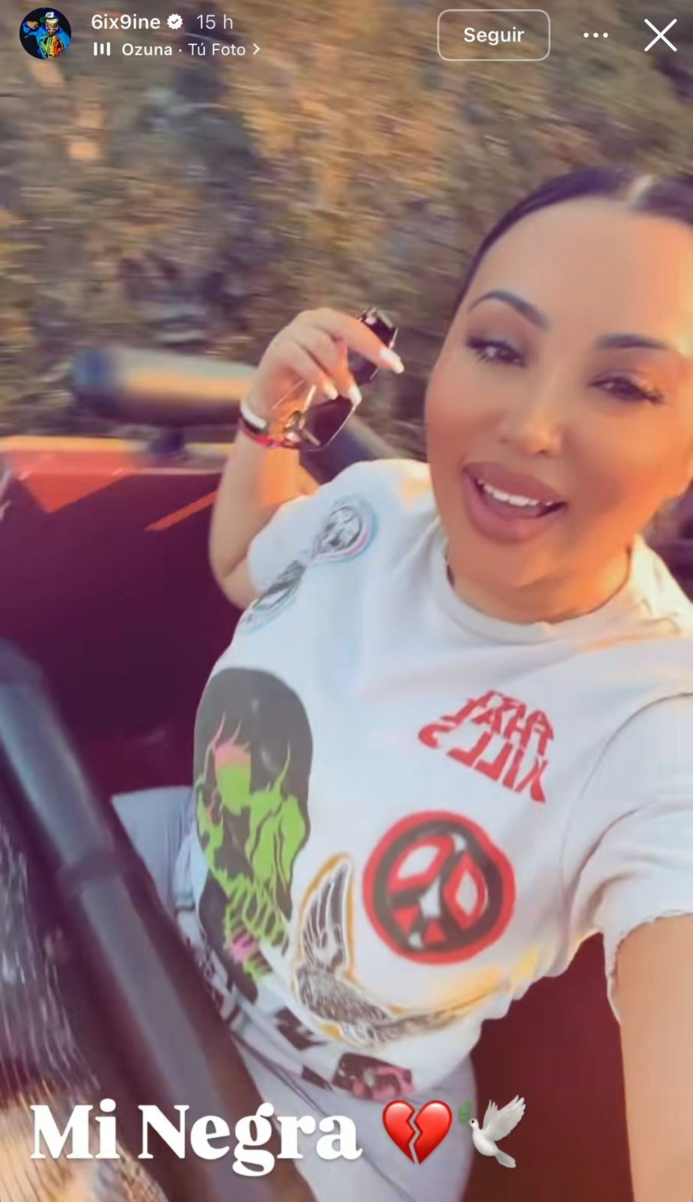 Tekashi 6ix9ine prestou tributo nas redes sociais, chamando Ariela de 'mulher tremenda' e 'rainha de Nova York' — Foto: Reprodução/Instagram
