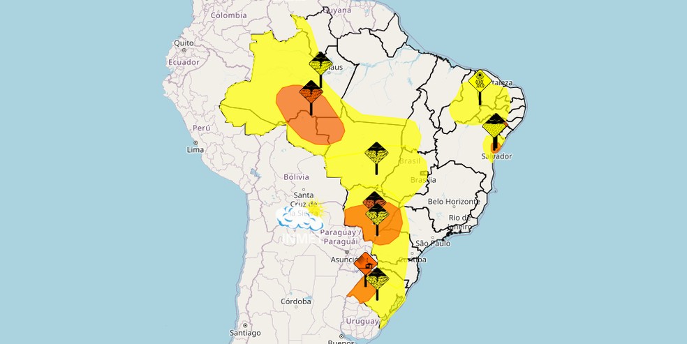 Inmet issued a series of alerts across the country on Thursday - Image: Reproduction