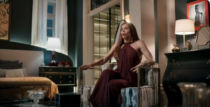 Teaser de 'Três Graças', com a vilã Arminda, interpretada por Grazi Massafera, reagindo à morte de Odete Roitman