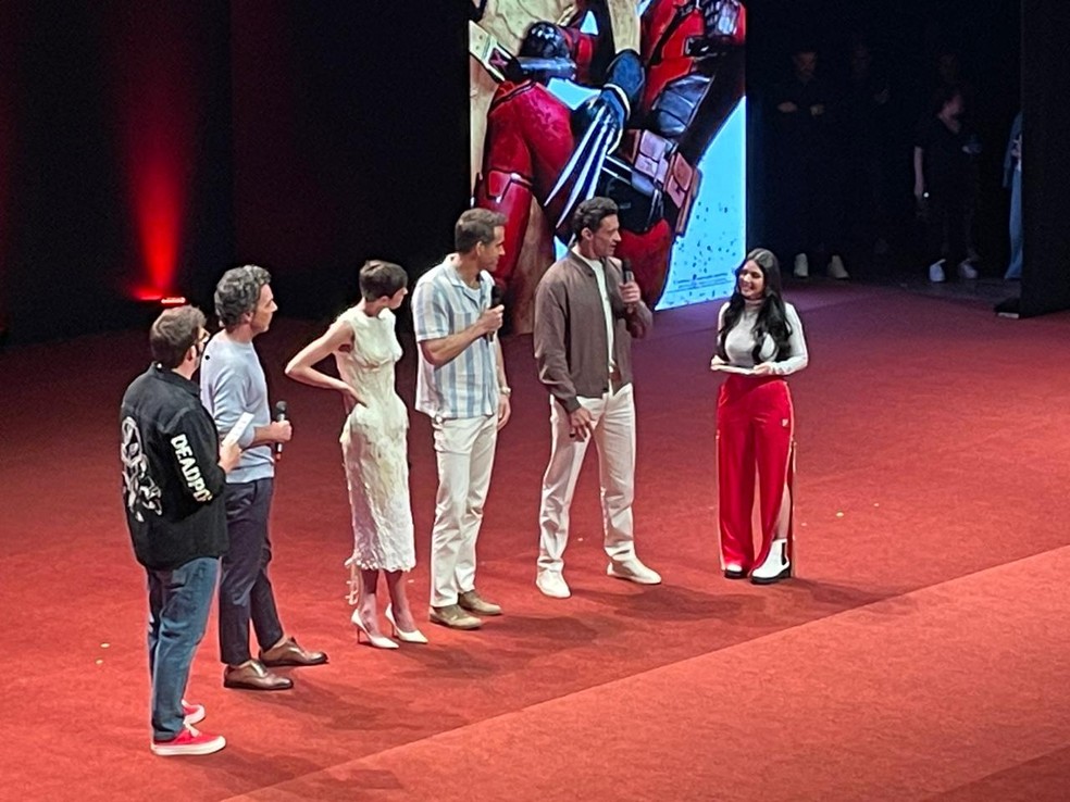 Ryan Reynolds e Hugh Jackman estão no Brasil para promover o novo longa da Marvel ‘Deadpool & Wolverine’ — Foto: Lucas Salgado