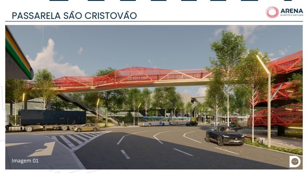 Imagem 3D de futura nova passarela — Foto: Reprodução