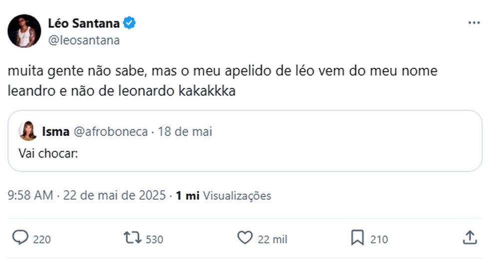 Tudo começou quando o cantor baiano conhecido por sucessos como Zona de Perigo respondeu a uma postagem despretensiosa no X (ex-Twitter) — Foto: Reprodução/Redes sociais