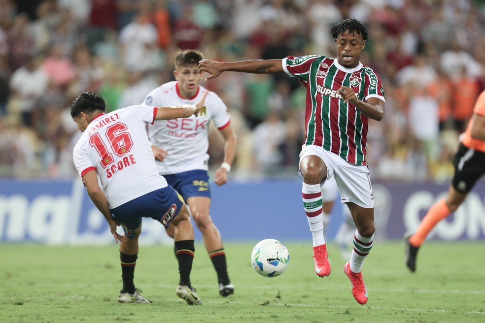 Keno marcou primeiro gol do Fluminense diante do Unin Espaola, pela Sul-Americana  Foto: LUCAS MERON / FLUMINENSE F.C.