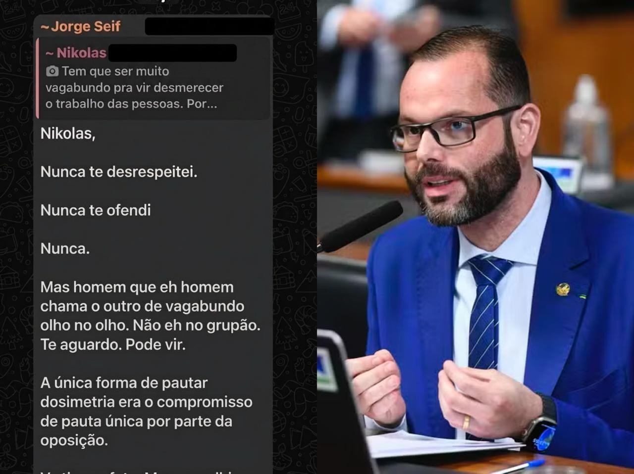 Atacado por Nikolas no zap, Seif reage: 'Homem que &eacute; homem chama de vagabundo olho no olho'