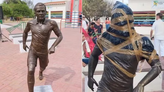 Prefeitura de Juazeiro remove estátua do ex-jogador Daniel Alves, condenado por estupro na Espanha