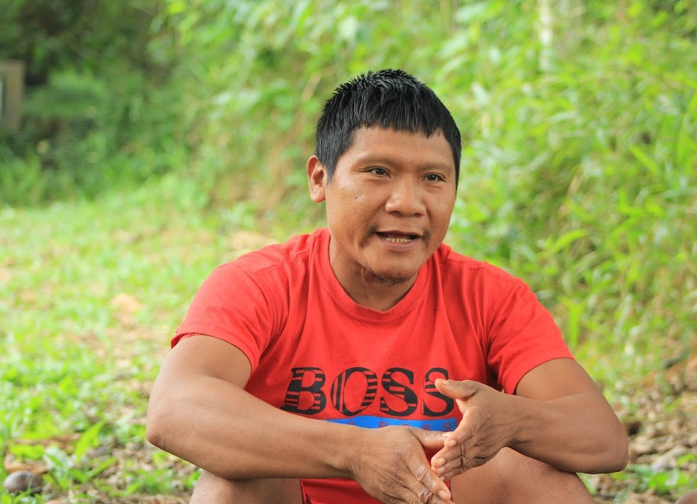 O cacique korubo Txixompi durante entrevista ao GLOBO na Casa de Apoio ao Indígena em Tabatinga — Foto: Damë Bëtxum Matis