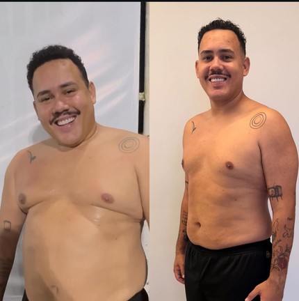 Lucas Buda aliou o uso do mounjaro com uma rotina de exercícios físicos intensa e alimentação audável com acompanhamento médico. Ele disse já ter perdido 32 quilos e o objetivo é perder mais dez — Foto: Reprodução/Instagram