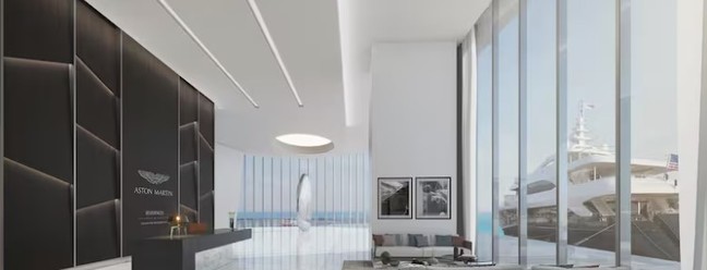 Todas as unidades têm piso de mármore branco — Foto: Divulgação/Aston Martin Residences