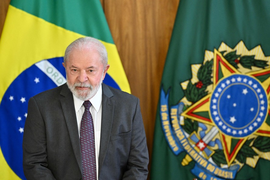 O presidente Lula em café da manhã com jornalistas no Palácio do Planalto