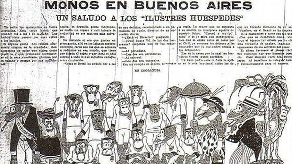 Ofensas racistas contra a seleção brasileira no jornal argentino 'La crítica' em 1920 — Foto: Reprodução