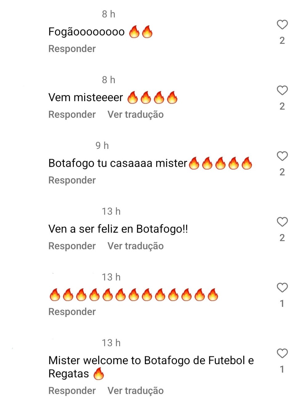 Torcedores do Botafogo invadem perfil de Quique Seti&eacute;n &mdash; Foto: Instagram