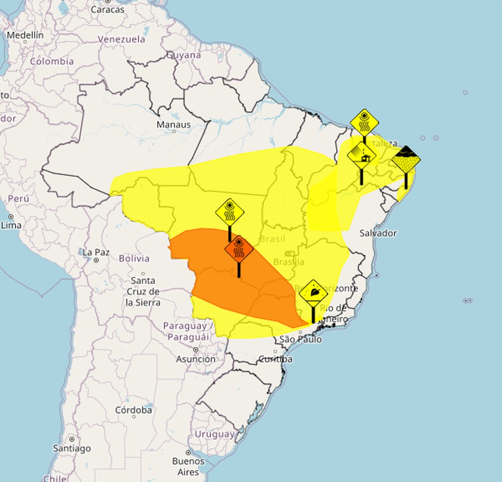 Alertas do Inmet para este fim de semana — Foto: Inmet
