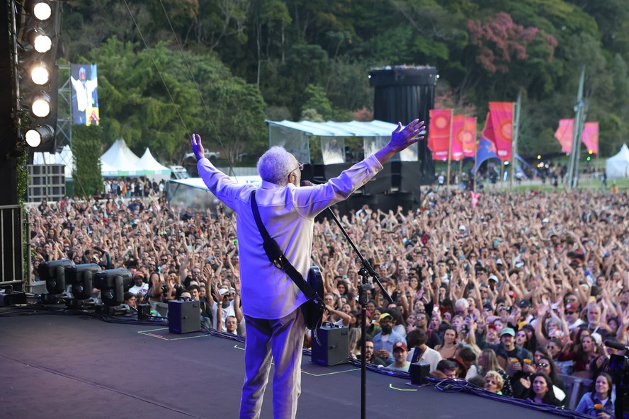 O cantor Gilberto Gil em show do festival Rock The Mountain, em novembro de 2022