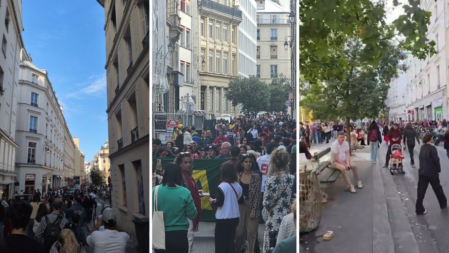 Eleitores fazem fila que dá volta no quarteirão para votar em Paris