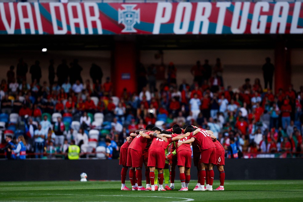 'Vai dar Portugal' é o slogan da campanha da seleção para a Copa do Mundo — Foto: FILIPE AMORIM / AFP