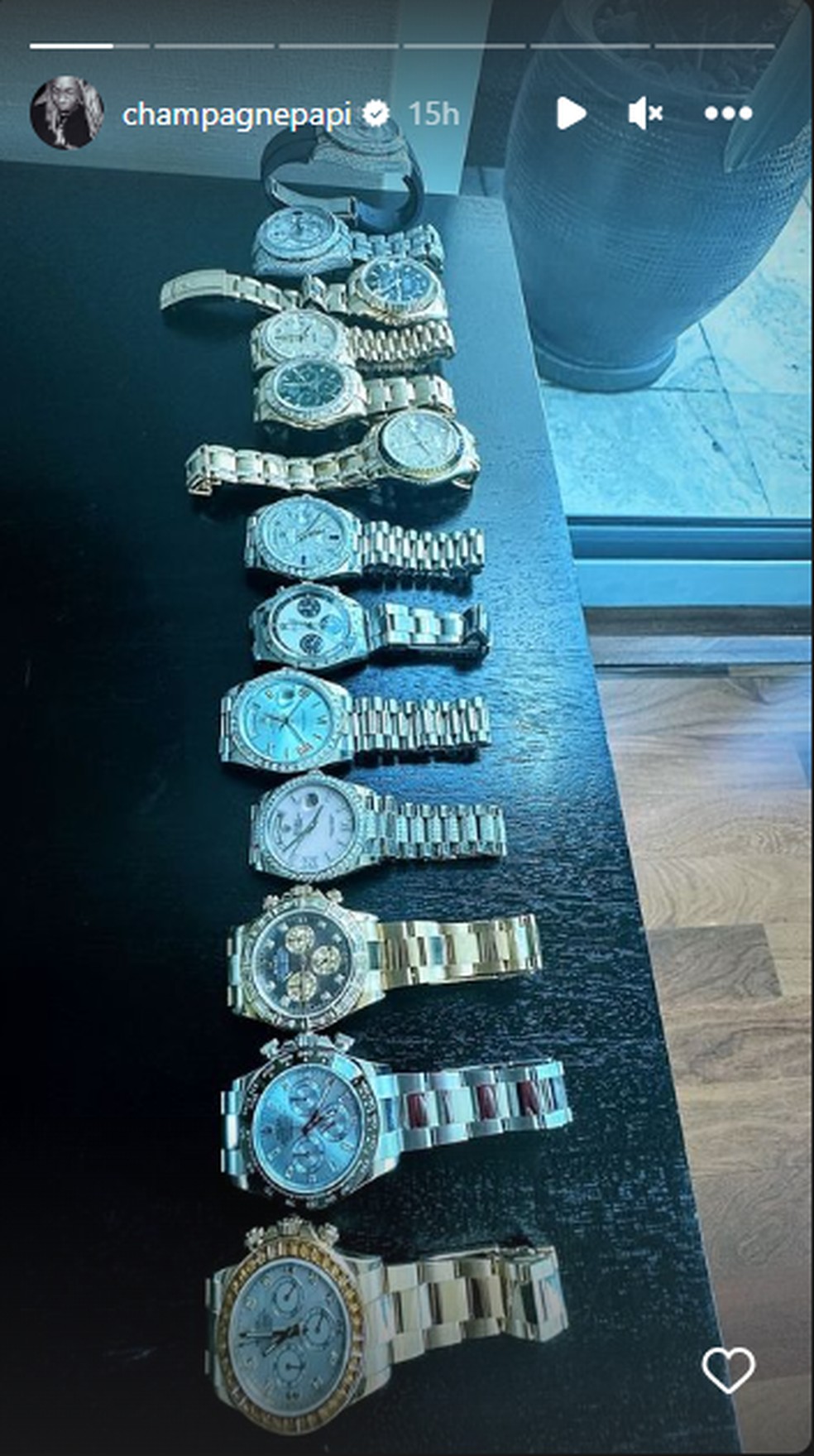 Coleção de relógios de Drake — Foto: Instagram