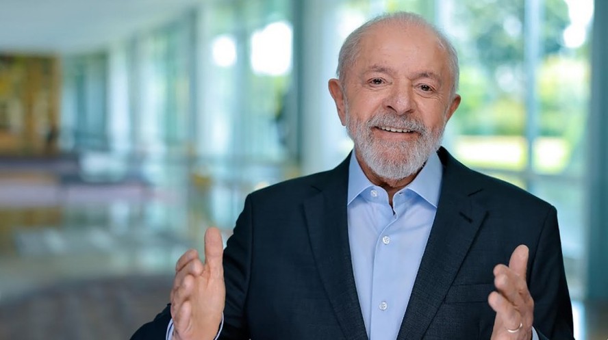 O presidente Luiz Inácio Lula da Silva em pronunciamento na TV