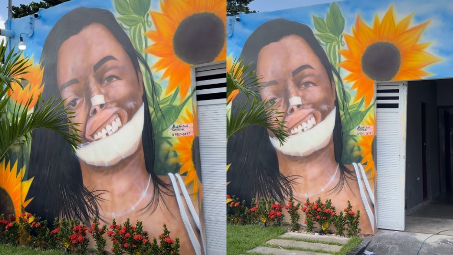 Grafiteiro homenageia Káh Felipe com ilustração em mural após morte da influenciadora