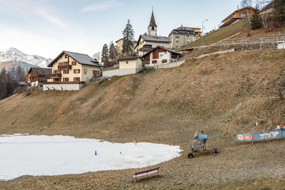Davos sem neve diz à elite mundial tudo o que eles precisam saber — Foto: Bloomberg