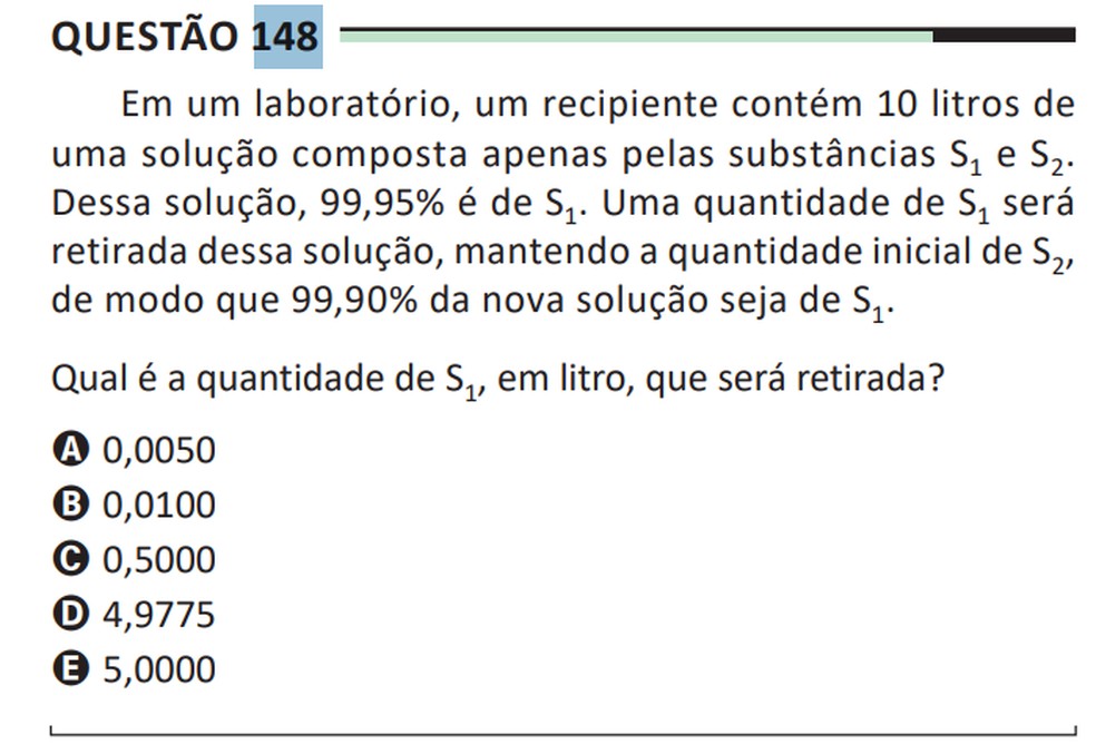 Enem: questão sobre concentração — Foto: Reprodução