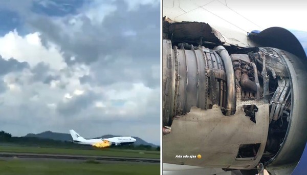 Boeing 747 tem fogo no motor durante a decolagem e faz pouso de emergência; vídeo