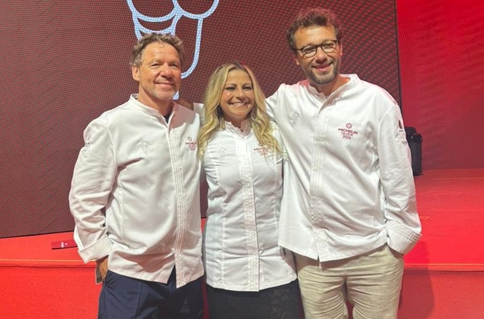 Os chefs Claude Troisgros, Jessica Trindade e ThomasTroigros — Foto: Divulgação Documennta