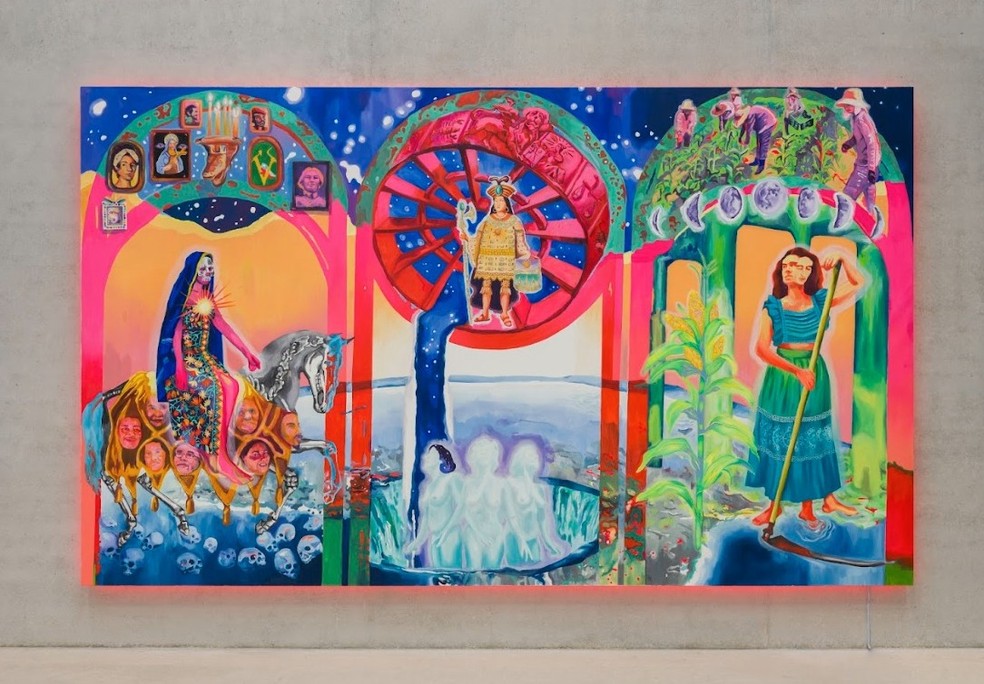 "O sonho sul americano", obra de Marcela Cantuária em cartaz na exposição "Tromba d'água", no Museu do Amanhã — Foto: Oriol Tarridas/Cortesia do Pérez Art Museum Miami