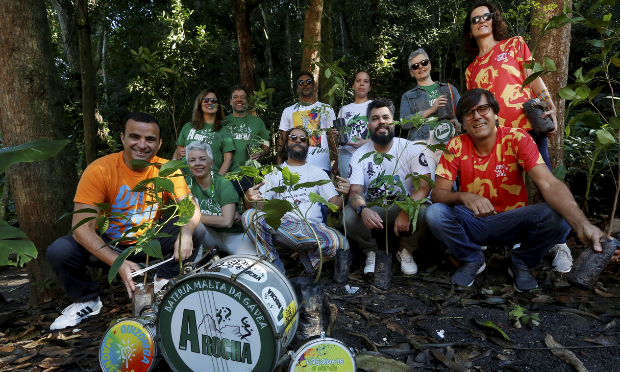 Compensação de carbono: blocos da Liga Amigos do Zé Pereira plantam mudas no Parque Lage 