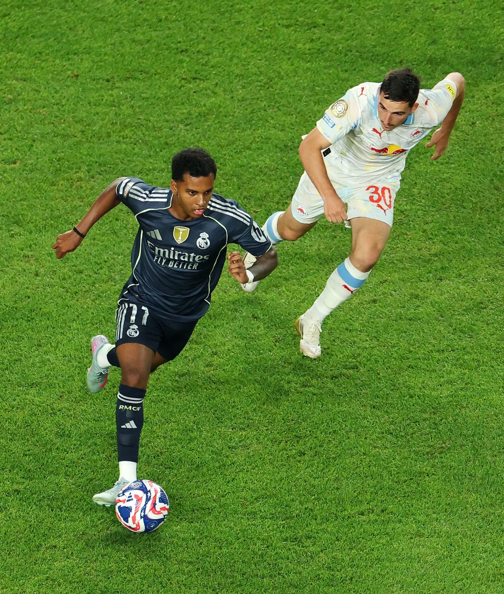 Rodrygo vem em baixa no Real Madrid — Foto: Luke Hales/Getty Images/AFP