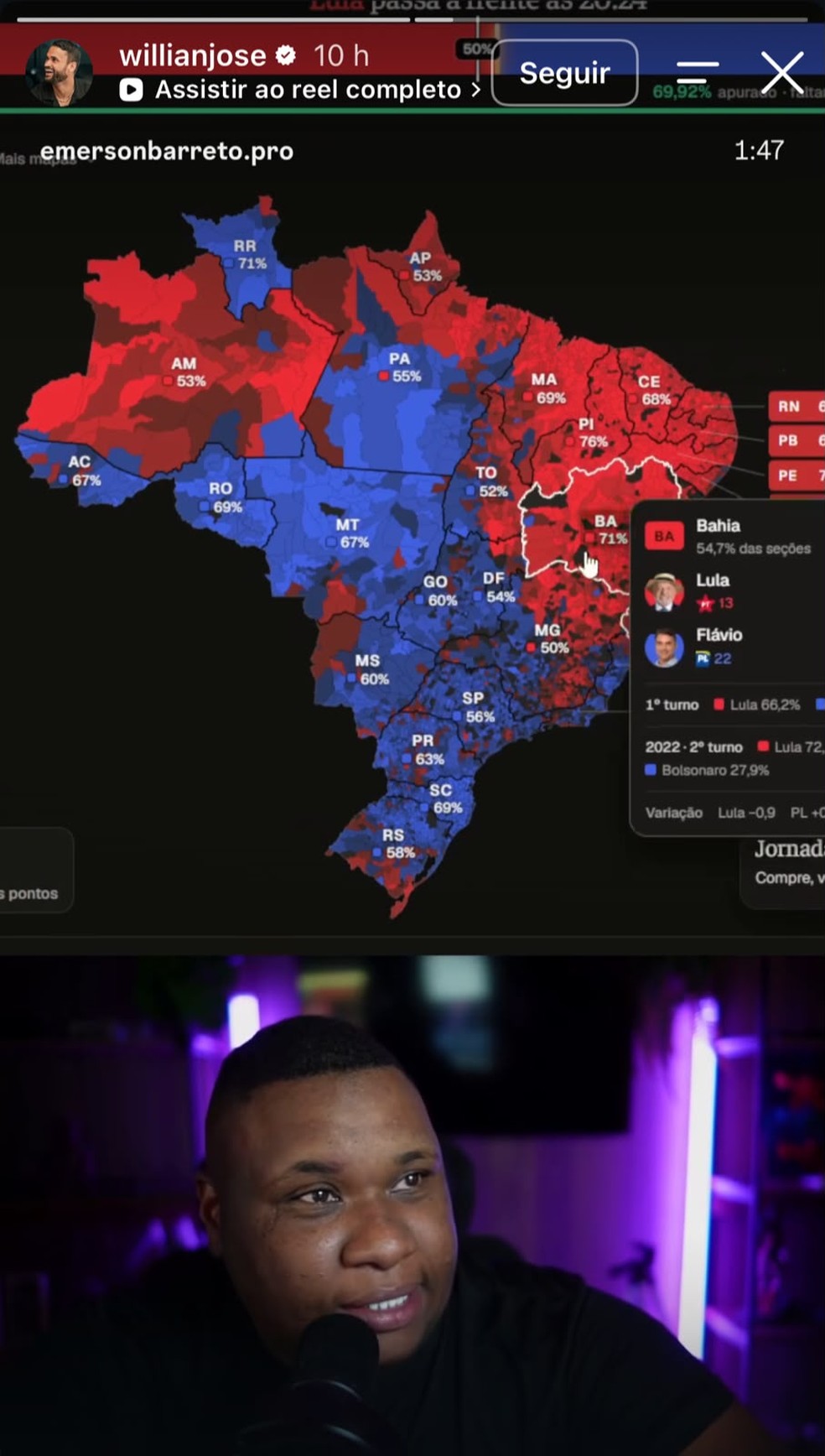 Atacante do Bahia compartilha vídeo criticando o Nordeste — Foto: Reprodução
