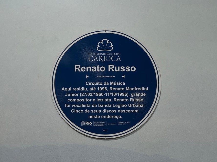 Homenagem a Renato Russo: endereço em Ipanema vai ganhar placa de patrimônio carioca