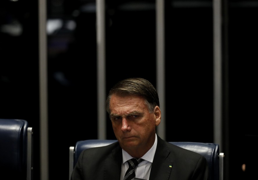 O presidente Jair Bolsonaro durante sessão do Congresso
